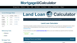 Screenshot of Vacant Land Loan Calculator: 100% Financing Property Purchase ...