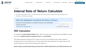 Screenshot of Internal Rate of Return Calculator - Multifamily Loans