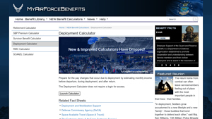 Screenshot of Deployment Calculator | An Official Air Force Benefits Website