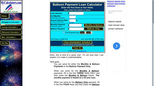 Screenshot of Balloon Payment Loan Calculator |- MyCalculators.com