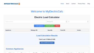 Screenshot of Free Electric Load Calculator Tool | MyElectricCalc