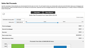 Screenshot of Seller Net Proceeds - MyFRS
