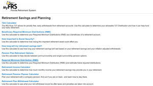 Screenshot of Financial Calculators - MyFRS