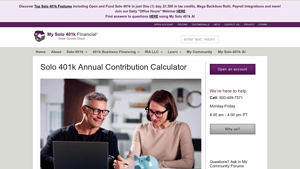 Screenshot of Solo 401k Annual Contribution Calculator