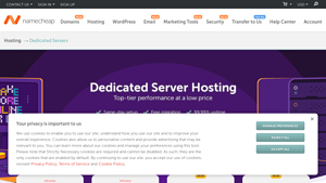 Screenshot of Dedicated Servers hosting — Full control, power, and performance