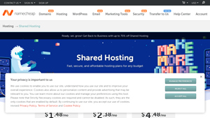 Screenshot of Shared Hosting — fast, affordable and secure web hosting plans