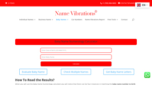Screenshot of Baby Name Numerology Calculator - Name Vibrations