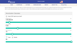 Screenshot of Loan Calculator - National Manufactured Homes