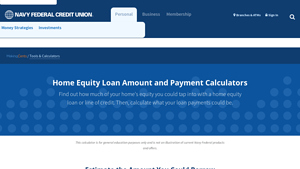 Screenshot of Home Equity Loan Amount and Payment Calculators
