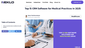 Screenshot of Top 15 CRM Software Solutions for Healthcare [2025] - NEKLO