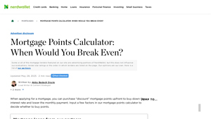 Screenshot of Mortgage Points Calculator | Rate Buy Down Calculator - NerdWallet