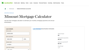 Screenshot of Missouri Mortgage Calculator - NerdWallet