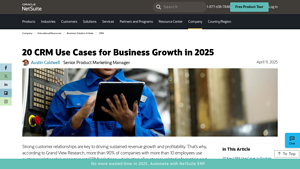 Screenshot of 20 CRM Use Cases for Business Growth in 2025 - NetSuite