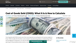 Screenshot of Cost of Goods Sold (COGS): What It Is & How to Calculate | NetSuite