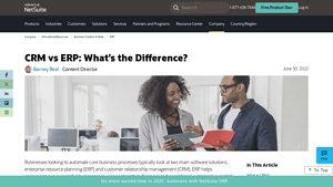 Screenshot of CRM vs ERP: What's The Difference? - NetSuite