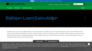 Screenshot of Balloon Loan Calculator | North Shore Bank