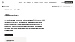Screenshot of Best CRM Templates from Notion | Notion Marketplace