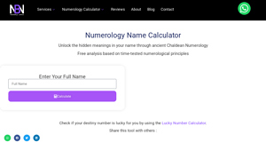 Screenshot of Numerology Name Calculator using Chaldean Method