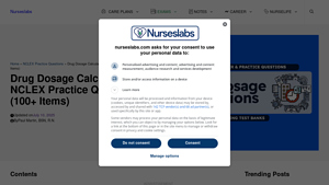 Screenshot of Drug Dosage Calculations NCLEX Practice Questions (100+ Items)