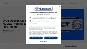 Screenshot of Drug Dosage Calculations NCLEX Practice Questions (100+ Items)