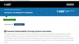 Screenshot of CVSS v3 Calculator - NVD
