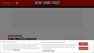 Screenshot of Daily Mini Crossword - Free Puzzle from the New York Post