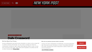 Screenshot of Daily Crossword - Free Puzzle from the New York Post