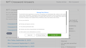 Screenshot of NYT Crossword Answers & Solutions