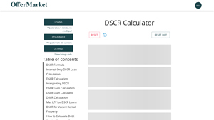 Screenshot of DSCR Calculator: Debt Service Coverage Ratio - OfferMarket