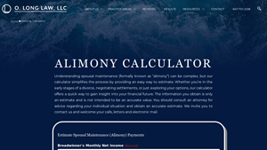 Screenshot of Alimony Calculator | O. Long Law, LLC