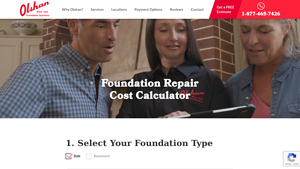 Screenshot of Easy To Use Foundation Repair Cost Calculator | Only Olshan
