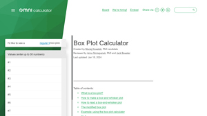 Screenshot of Box Plot Calculator