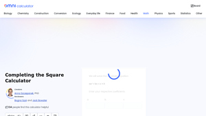 Screenshot of Completing the Square Calculator