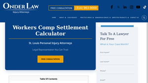 Screenshot of Workers Comp Settlement Calculator | OnderLaw Injury