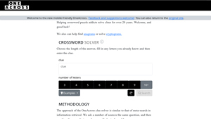 Screenshot of One Across - Crossword Answers, Crossword Solver, Dictionary ...
