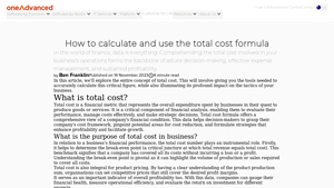 Screenshot of How to calculate and use the total cost formula | OneAdvanced