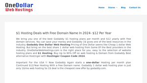 Screenshot of $1 Hosting Deals with Free Domain Name In 2024- $12 Per Year -