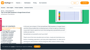 Screenshot of Top 12 Free CRM Templates in Google Sheets & Excel