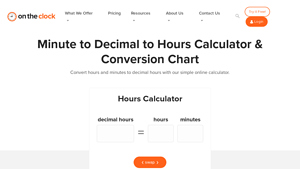 Screenshot of Minute to Decimal to Hours Calculator +Conversion Chart