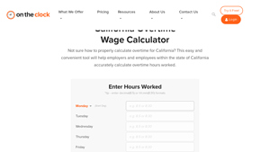 Screenshot of California Overtime Wage Calculator - OnTheClock
