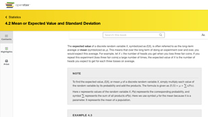 Screenshot of 4.2 Mean or Expected Value and Standard Deviation - Statistics