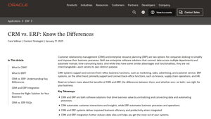 Screenshot of CRM vs ERP: Know the Differences - Oracle