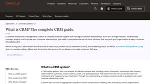 Screenshot of What is CRM? | Oracle