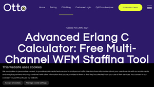 Screenshot of Advanced Erlang C Calculator: Free Multi-Channel WFM Staffing ...