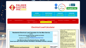 Screenshot of Electrical Load Calculator - Syracuse