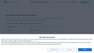 Screenshot of 2025 Illinois Salary Paycheck Calculator - PaycheckCity