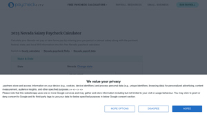 Screenshot of 2025 Nevada Salary Paycheck Calculator - PaycheckCity