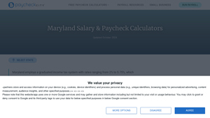 Screenshot of Maryland Salary & Paycheck Calculators - PaycheckCity