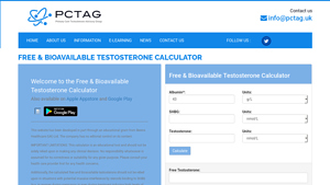 Screenshot of Free & Bioavailable Testosterone Calculator - PCTAG