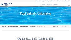 Screenshot of Pool Salinity Calculator - Pentair